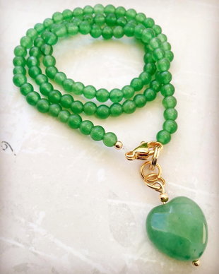 Colier CHOKER inima Aventurin verde