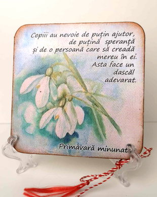 Felicitare din lemn pentru  profesoara/ invatatoare / educatoare