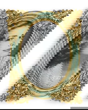 Rama foto auriu cu verde din rasini