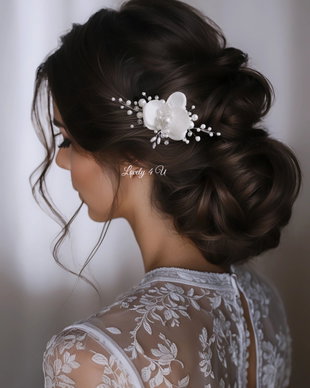 MIRELLA Accesoriu cu flori ORHIDEE - Pieptan mireasa cu perle
