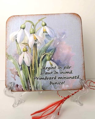 Felicitare din lemn, personalizata pentru bunica/ mamaia - martisor