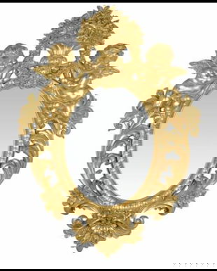 Oglinda aurie din cristal cu doi ingerasi