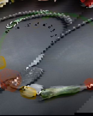 Colier handmade unicat - floare jad, agate, aventurin (cod942)