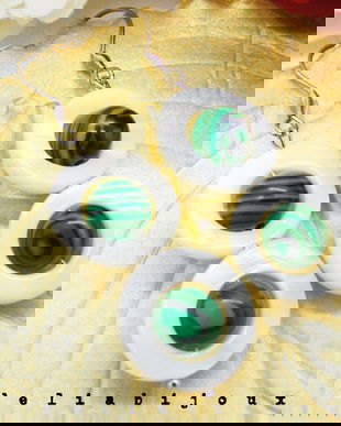 Cercei handmade statement unicat sidef si malachit (cod938)