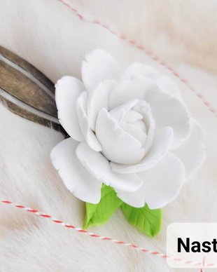 Semn de carte martisor: Bujor alb