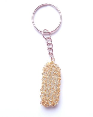 Breloc - cupru gilt, sticla de mare (sea glass)