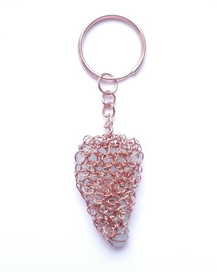 Breloc - cupru, sticla de mare (sea glass)