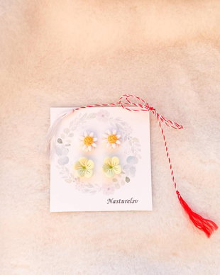 Cercei martisor: Flori și margarete
