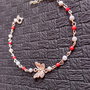Bratara argint coral sidef fluture alb rosu martisor boho chic minimalista trendy cadou-Tranaport gratuit