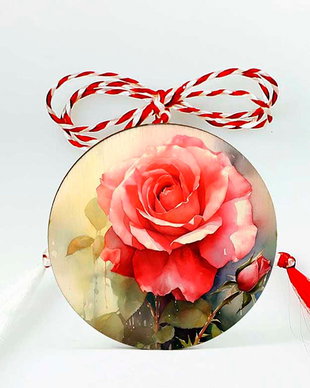 Martisor din lemn personalizt cu flori
