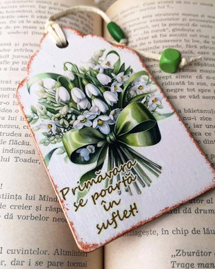 Semn de carte cu ghiocei, personalizat