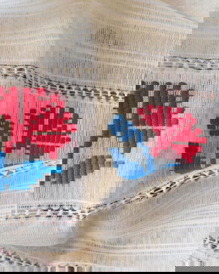 Stergar  borangic , original, anii 1940 - 1950 - zona Muntenia , lucrat manual  in  totalitate