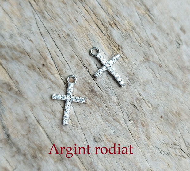 Cruciulita argint 925 rodiat, cu zirconii - 14x10 mm