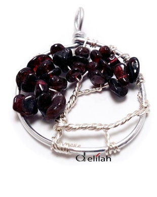 Pandantiv Tree of life granat