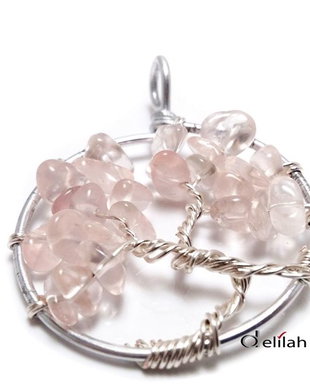 Pandantiv Tree of life quartz roz