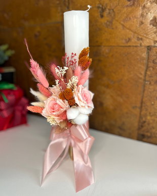 Lumanare botez flori uscate
