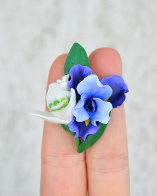 Iris mov si ghiocei- Brosa martisor