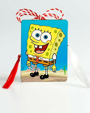 Martisor lemn personalizat pentru copii cu personaje - Sponge Bob