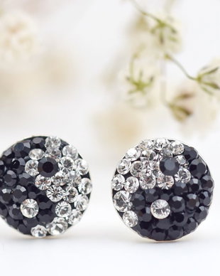 Cercei Swarovski Chaton Ball Yin și Yang  Argint 925