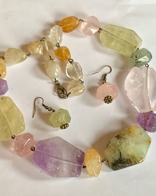 SET~SPRING~citrin,ametist,cuart roz,prehnit,bronz