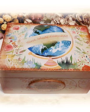 Cufar din lemn, cadou profesor Geografie, 20x15x7 cm