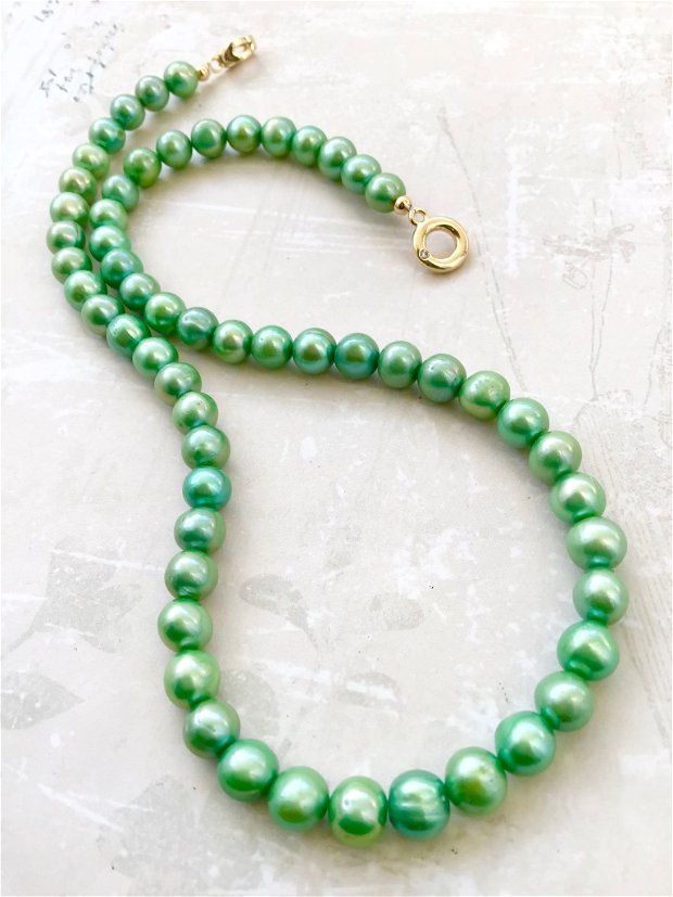 Colier perle de cultura verzi