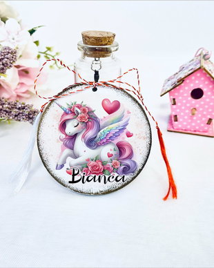 Martisoare personalizate - forma rotunda - Unicorni