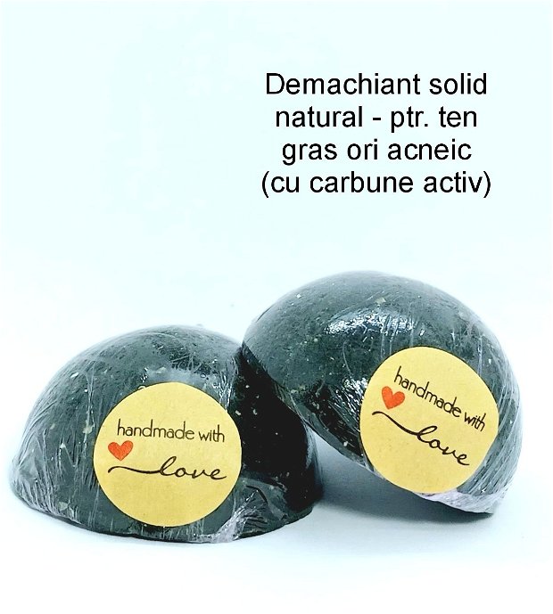 Demachiant solid natural - ptr. ten gras ori acneic (cu: carbune activ, propolis, miere de albine)