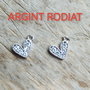Inimioare argint rodiat cu zirconii, 11x8 mm