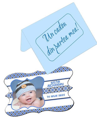 Marturii botez forma vintage traditional - model bleu