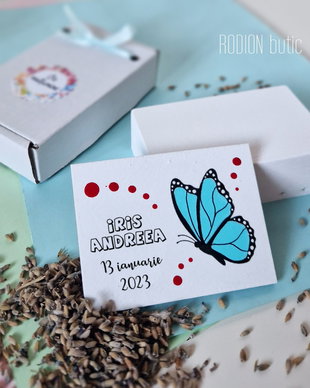 Marturii fetita botez fluturas personalizate pictate manual magnetice