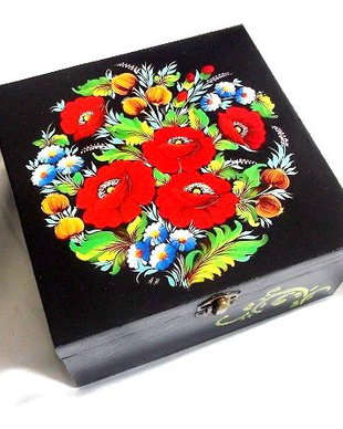 cutie lemn cu model floral traditional 45220