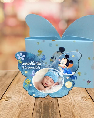 Marturii botez baiat  fluture, tematica Mickey Mouse