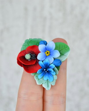 Mac, nu ma uita si cicoare- Brosa Martisor
