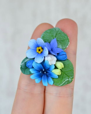 Cicoare, nu ma uita si lavanda-Brosa Martisor