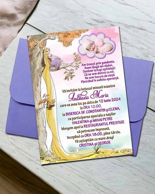 Invitatii botez fete, printesa