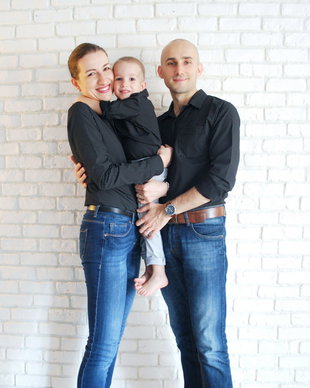 Camasi Familie Negre cu Buline Mici Albe