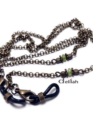 Lantisor ochelari din bronz si peridot