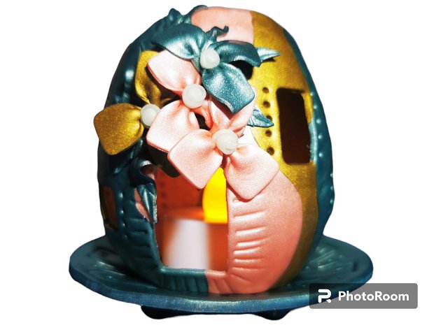 Lampa de veghe - Metallic Easter Egg Fairy House