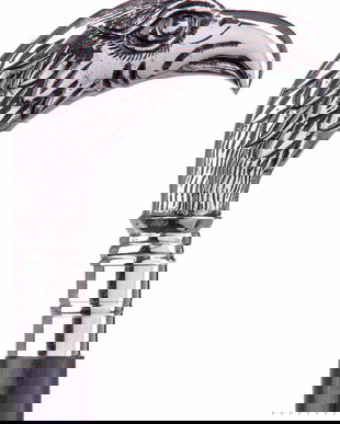 Baston din lemn masiv cu maner cap de vultur