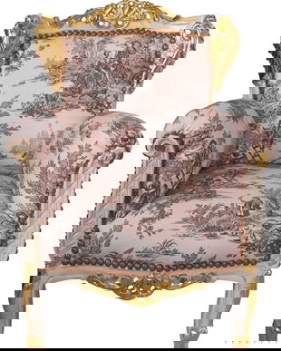 Fotoliu baroc din lemn masiv alb cu auriu pentru copii