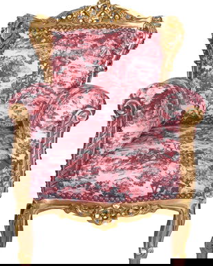 Fotoliu baroc din lemn masiv auriu pentru copii