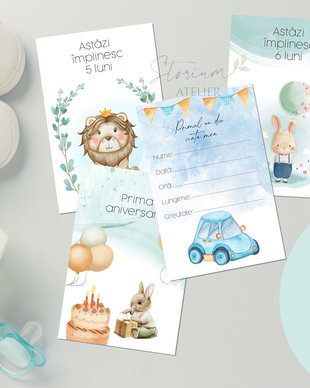 Set 18 cartonașe pentru nou-născut "Primul an". Baby Milestone