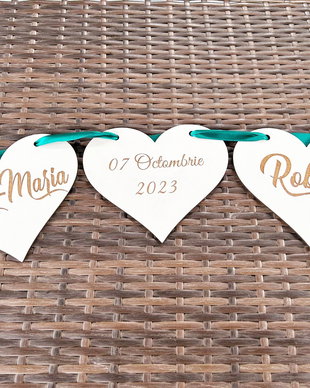 PLACUTA SAVE THE DATE cu 3 inimi
