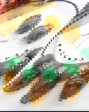 Set bijuterii statement handmade unicat - PET-uri (plastic) reciclate - flori (cod948)