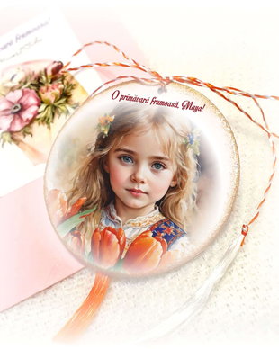 Martisor personalizat lalele / fetita blonda