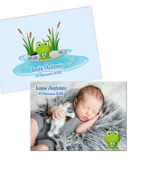 Invitatie botez de baiat, model broscuta vesela