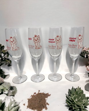 Pahare de botez model cu pisica Marie set 4 bucati