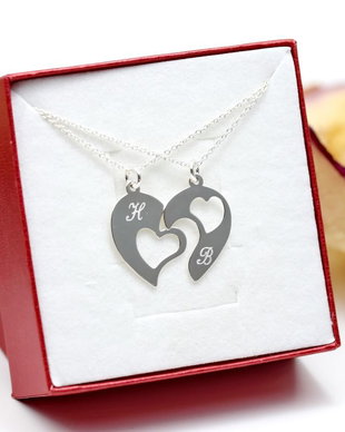Set lantisoare / Inima / El si Ea / Personalizat / Argint 925