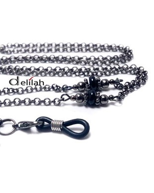Lantisor negru pentru ochelari cu black onyx